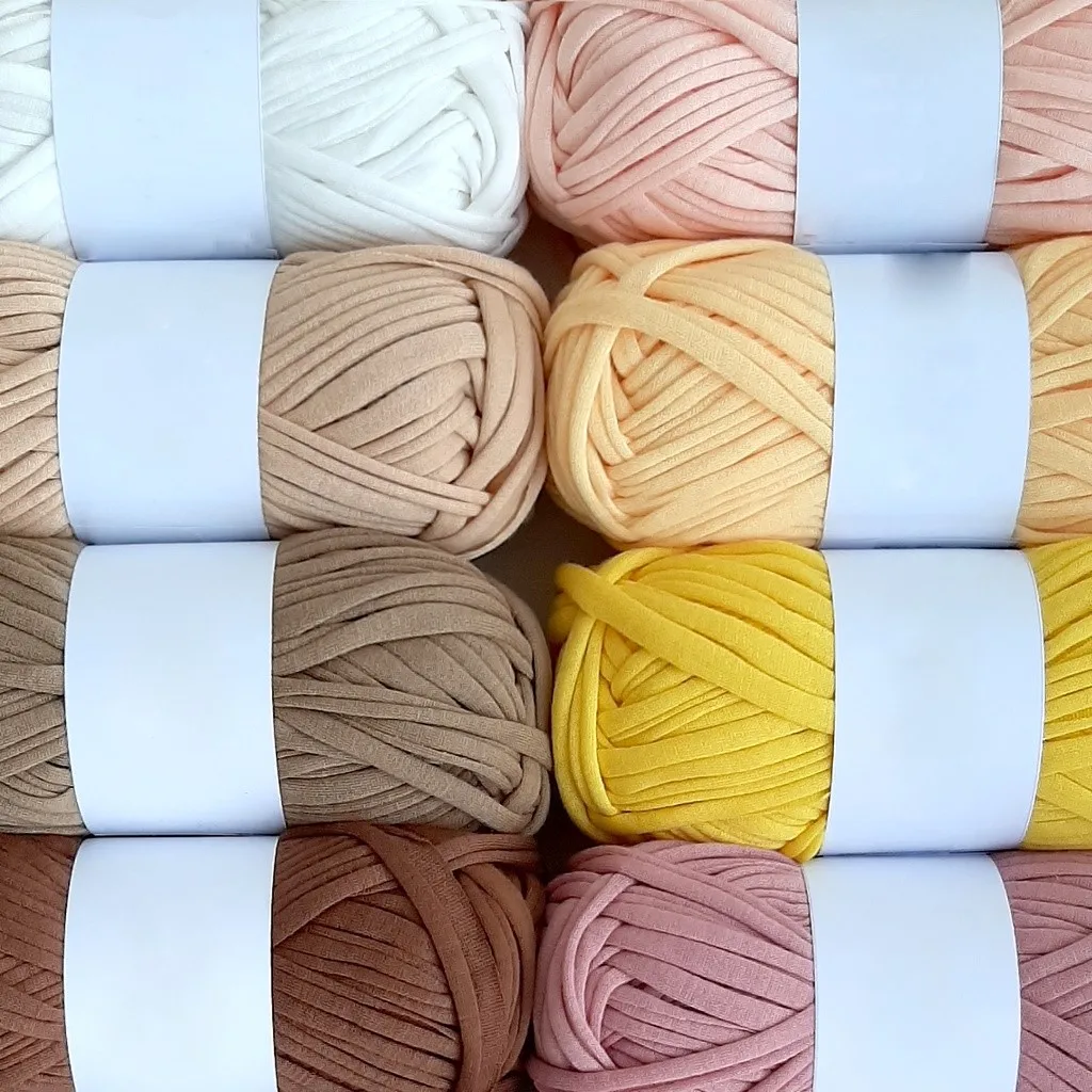 New Material Blanket Crochet Tape Fancy Yarn 92% polyester 8% Spandex T Shirt Yarn for Bags