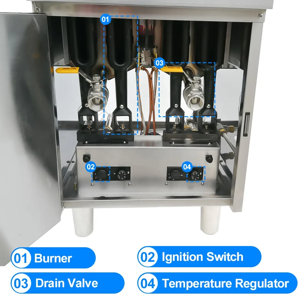 Ex-Factory Price 26L Stainless Steel Deep Fryer Single Commercial Kitchen LPG Fryer For Chicken Fish
