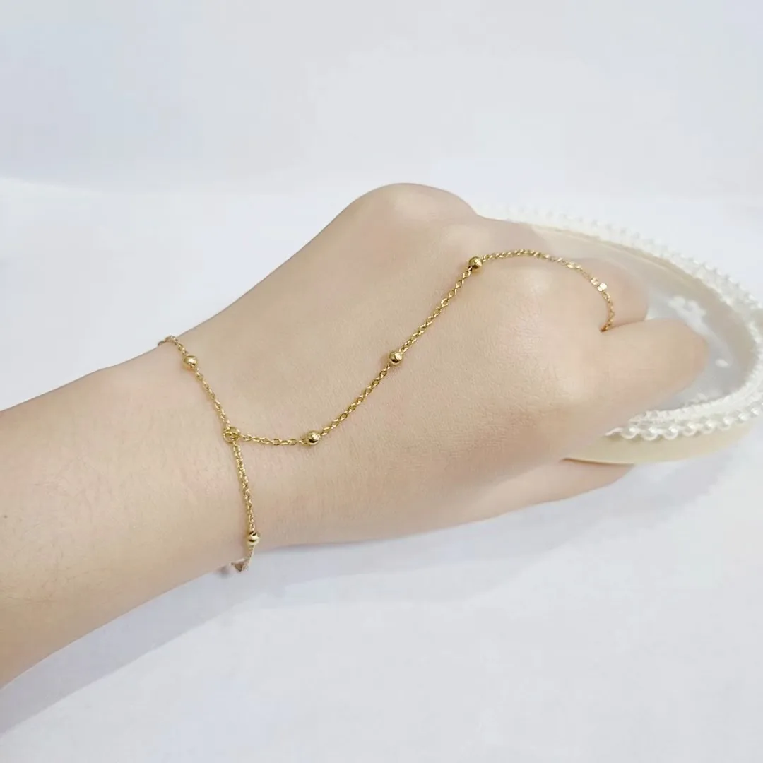2 pieces harness chain gold plated bracelet ring hand chain