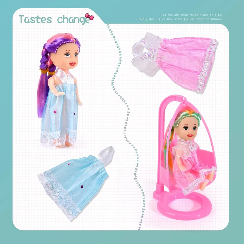 3 Inch Little Fashion Dolls Girl Princess Baby Mini Doll for Dollhouse