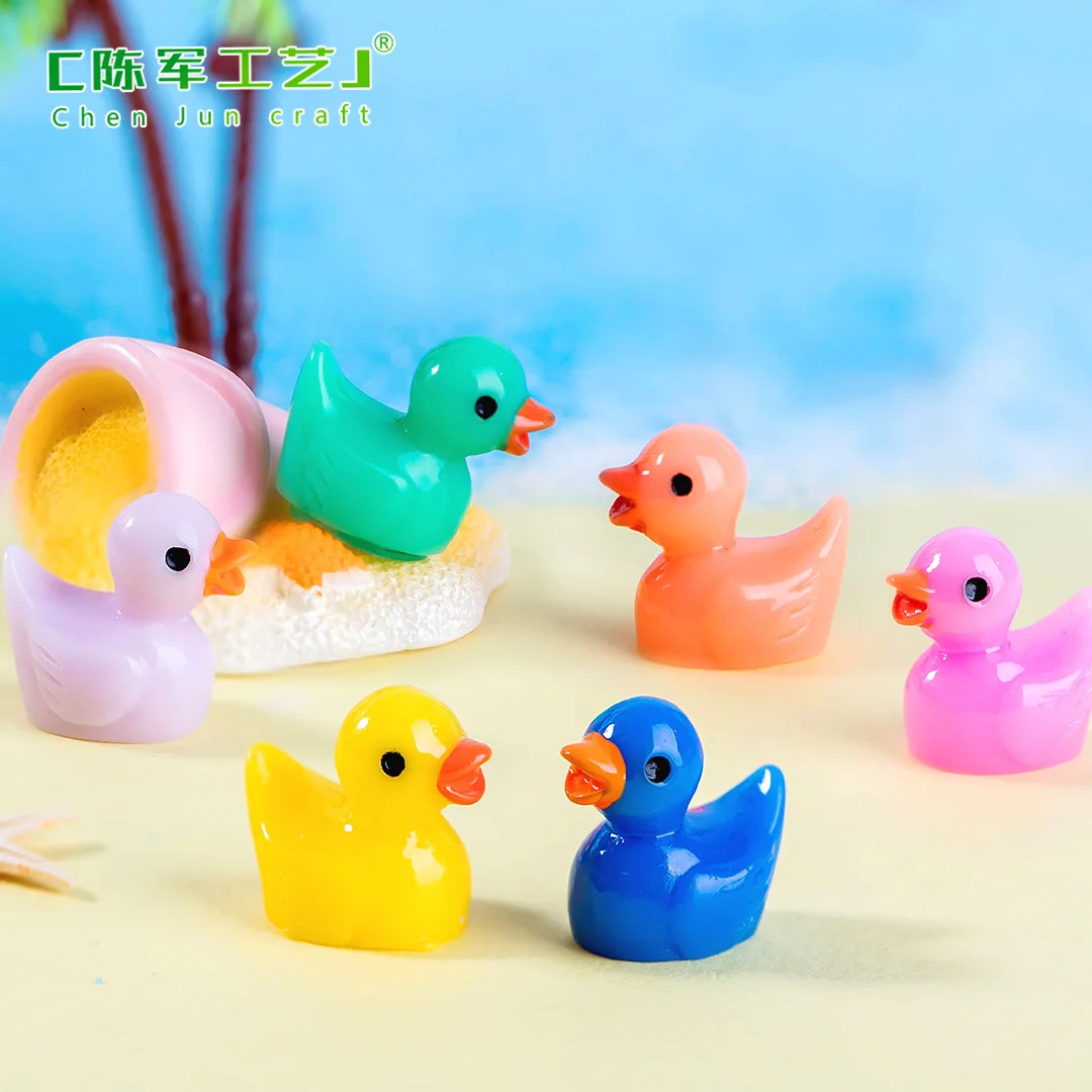 Yellow duck doll pendant Moss landscape miniature decorative accessories resin crafts