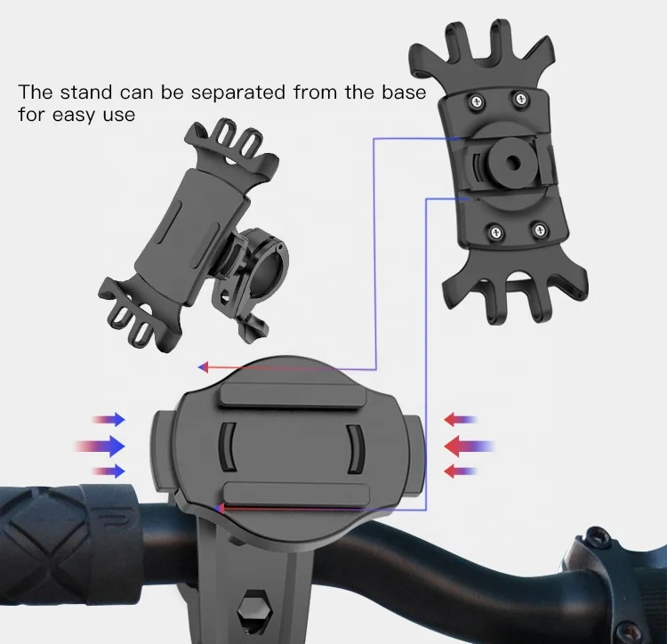 360 Degree Bike Phone Stand Silicone Universal Adjustable Motorcycle Handlebar Mount