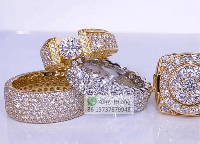 Luxury Custom Jewelry VVS Moissanite Diamond Ring Bling Iced Out Initial PSC Championship Style Class Ring Mens