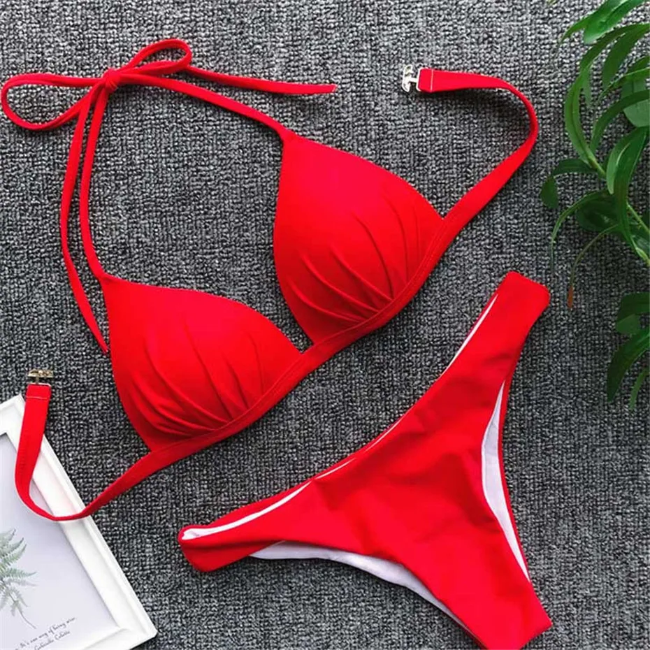 
Sexy Thong Micro Bikinis Women Swimsuits Solid Push Up Swimwear Female Bikini Set Brazilian Bikini 
