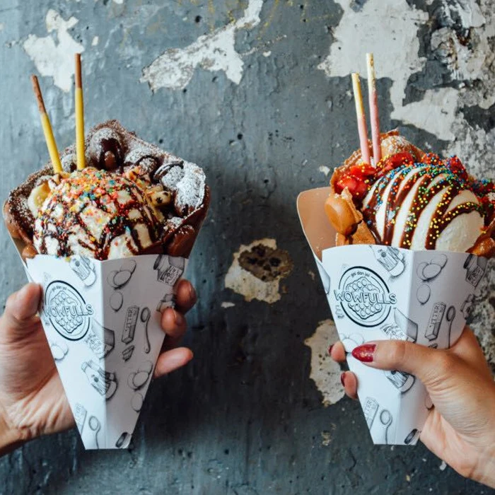 bubble waffle cone, egg waffle packaging box hot sale bubble waffle packaging mini churros packaging ice cream holder