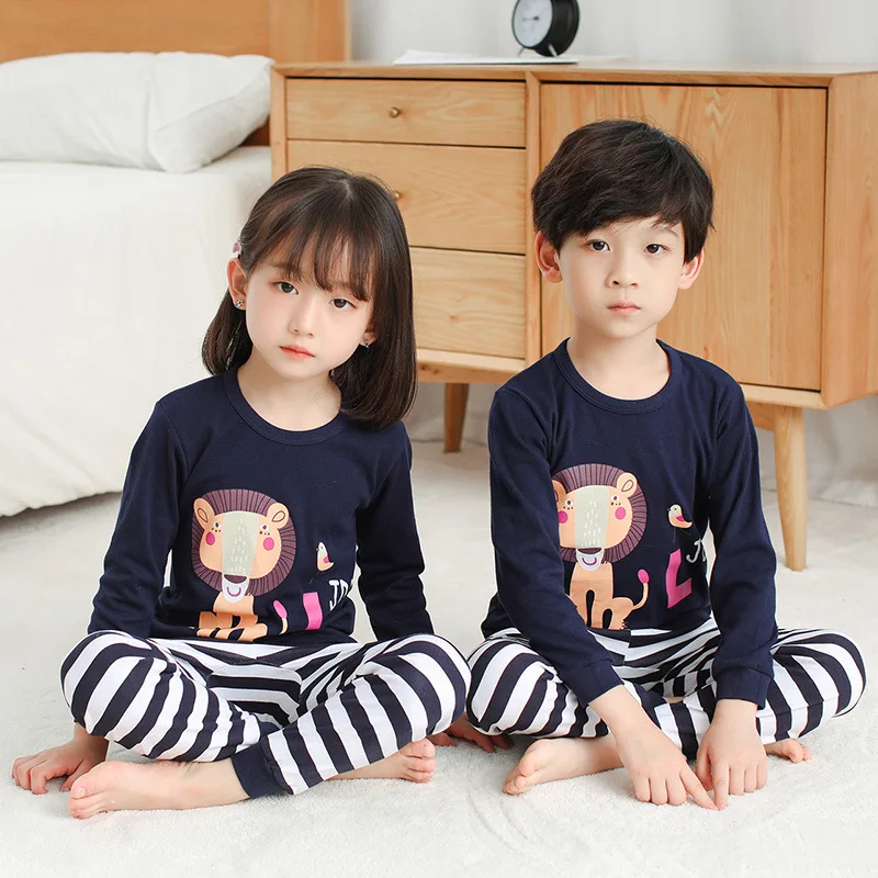 Autumn Wholesale Kids Pajama Sets 100% Cotton Children Sleepwear Cartoon Kids Pyjamas Winter Baby Pajamas Set