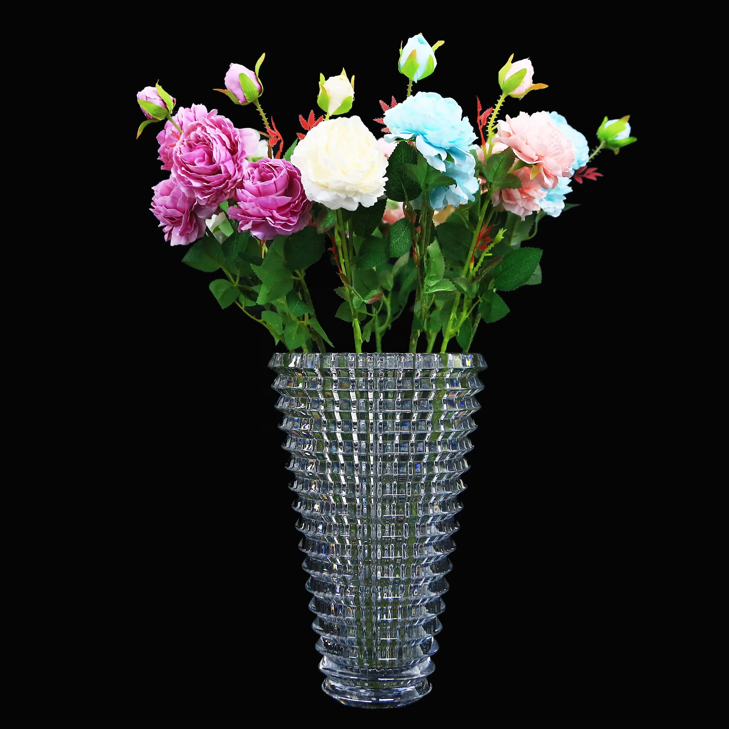 classic   luxury  style 24% pbo  crystal big tall flower vase for home  wedding hotel  party centerpiece