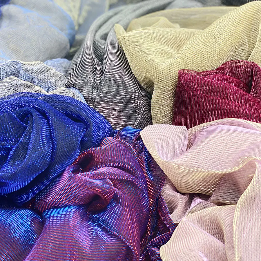 Shoes decoration bags and suitcases 100% polyester shinny stretch glitter Lurex diamond mesh knit moonlight fabric