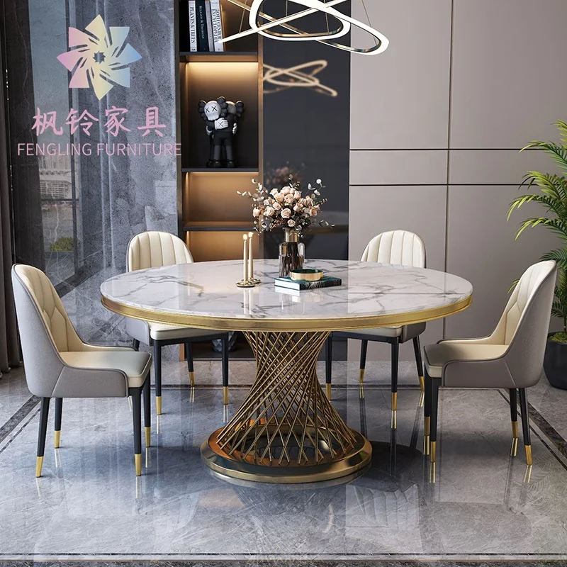 Нордический дизайн, заводская цена, современный круглый мраморный топ, 6 стульев, обеденный Свадебный банкетный стол DTY006