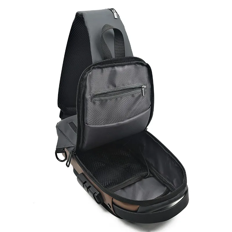 OMASKS Waterproof USB Anti Theft Lock Crossbody Sling Bags Mens Chest Bags