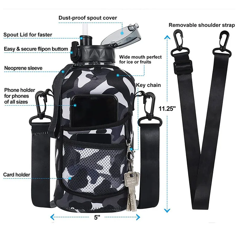 High Quality Customized Logo Carrier Neoprene Water Bottle Bag with Shoulder Strap