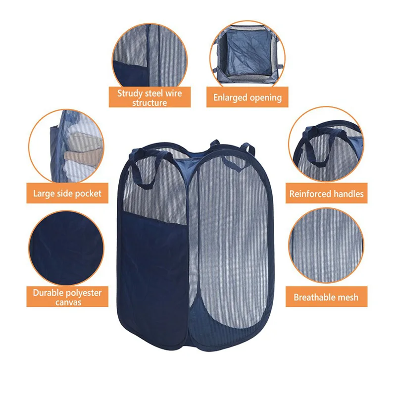 Mesh Pop up Laundry Hamper for Camp Laundry Use Foldable Apparel ISO9001/ISO14001 Mesh/polyester,mesh