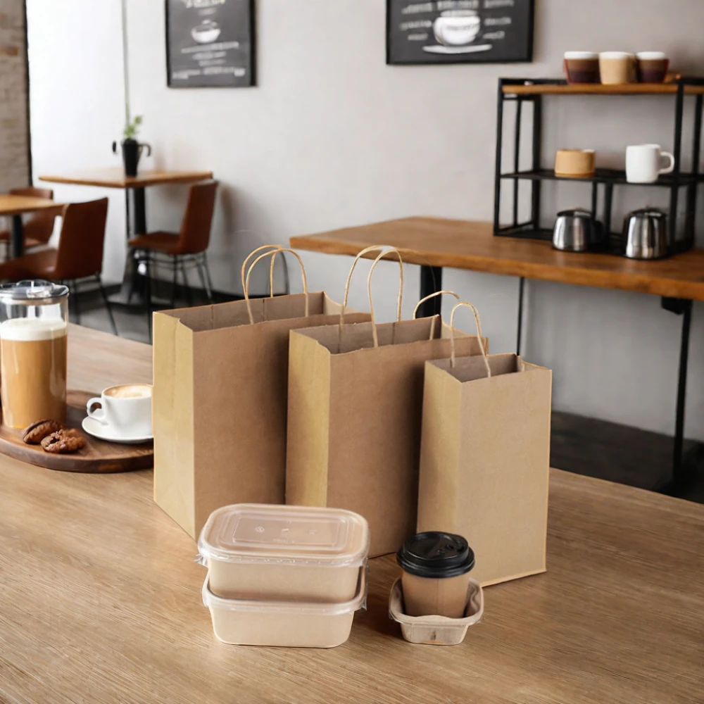 AT PACK Coffee Shop Supplies Takeaway Coffee Cup Carrier Egg Tray For Coffee Cups Take Away Carrier Holder Tray And Paper Bag