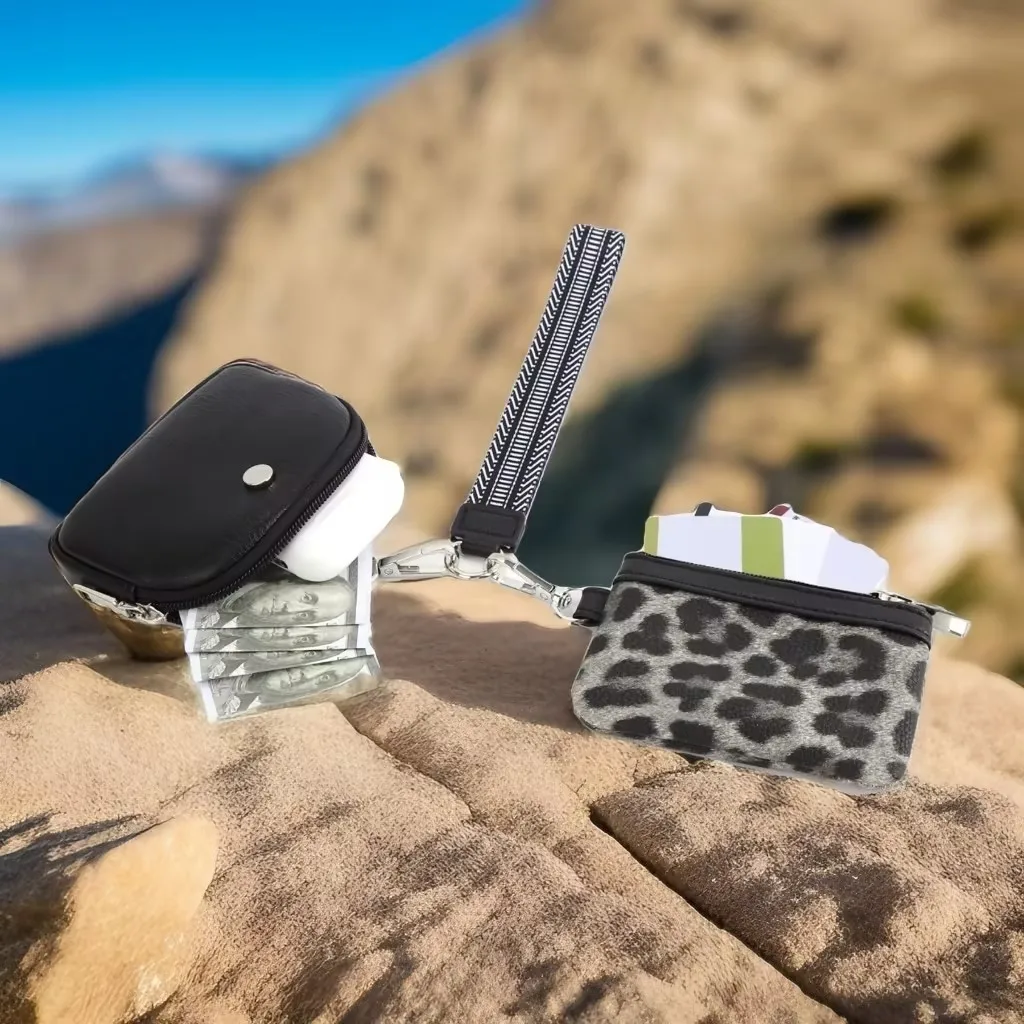 Women Clippable Coin Bag Lemon Dual Pouch Card Holder Key Chain Wallet Portable Keychain Bags Zip Wristlet Wallet For Girls