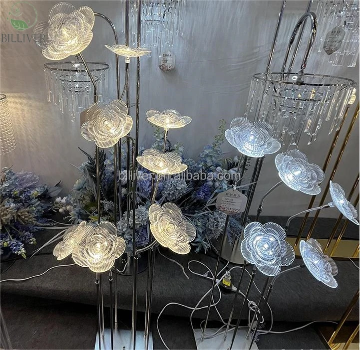 Delicate 2025 Luminous Acrylic Transparent Rose Fuse Lights For Wedding Decoration Hotel Mall Stage Props