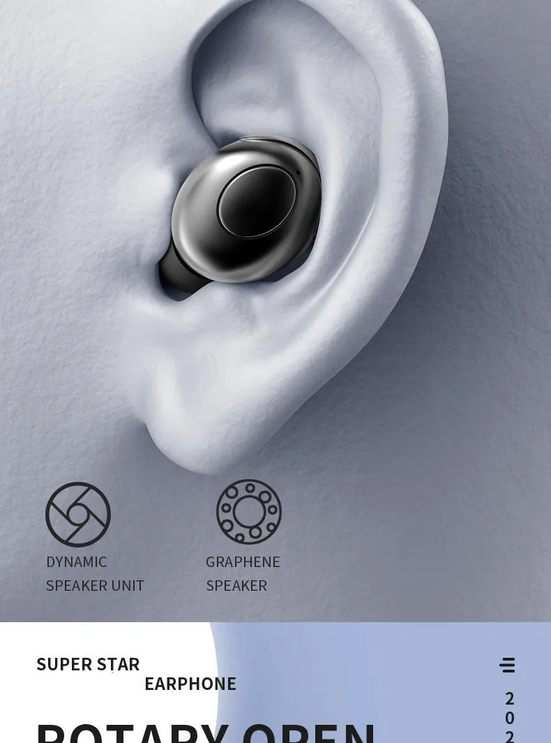 Creative Rotatable Design H8 TWS Wireless Earphone With Mic BT 5.0 HIFI Headset IPX6 Waterproof Stereo Sport Music Mini Earbuds