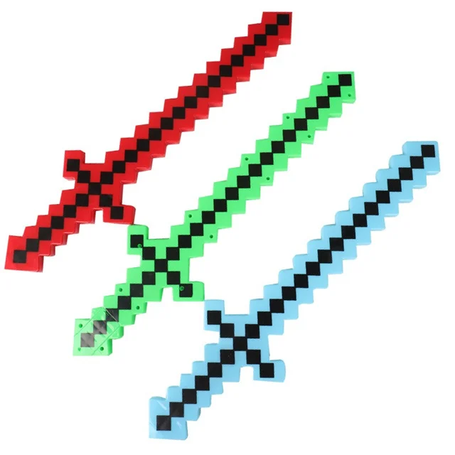 Light Up Diamond Pixel Sword Kids Toy LED Blue Flashing LED Light Up Party Favor Toy Light Swords Wands