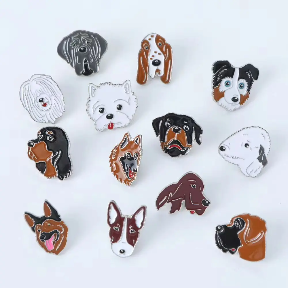 China good quality factory directly sale animals metal pins badge wholesale custom cartoon soft enamel pin corgi with jackets