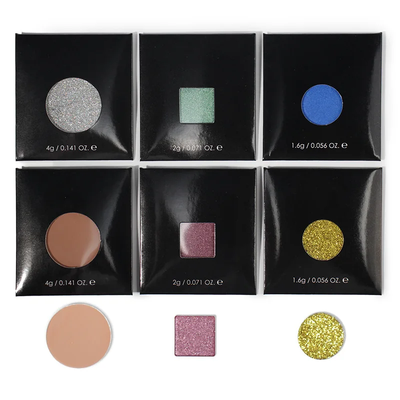 Wholesale Cardboard Custom Black Mini Single Eyeshadow Pan 36mm 26mm Eye Shadow Sleeve Box Eyeshadow Envelope Packaging
