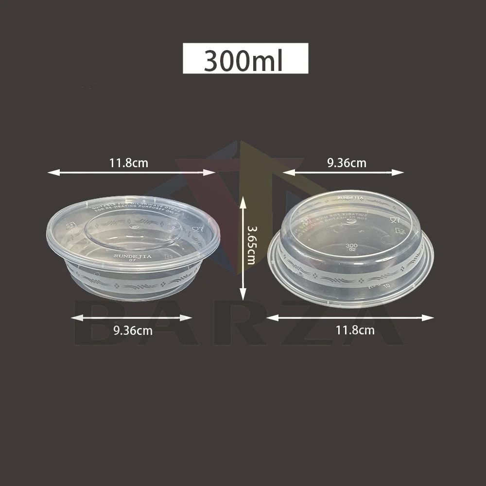 300ML Round plastic food storage container with lids disposable food container box