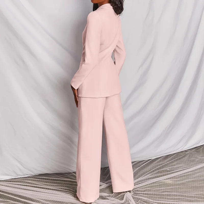 
Fashion Women Office Coats Blazer Yellow/Pink Elegant Ladies Celebrity Evening Runway Party Pants Suits 