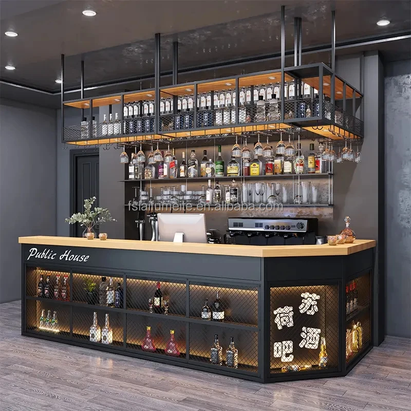 Bar Furniture Coffee Design Restaurant Table Led Sale Counters Nightclub Modern Reception Desk Shop Salad Outdoor Bar Counter