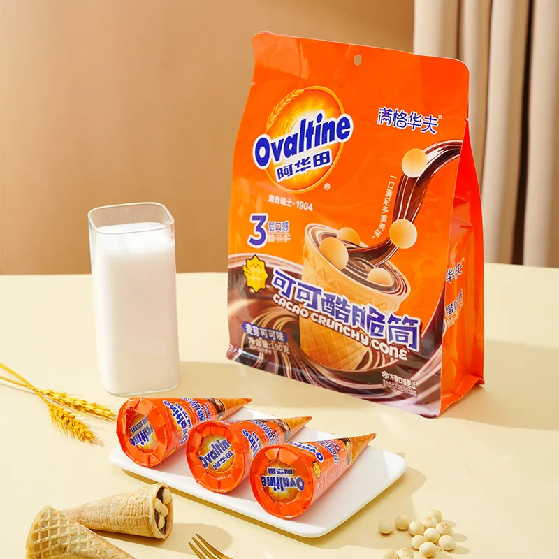Mangehuafu 76g Chocolate Malt Cocoa Flavor Biscuits Crisp Cone Cookies For Kids Sweet Delicious Snack Manufacturer Supplier