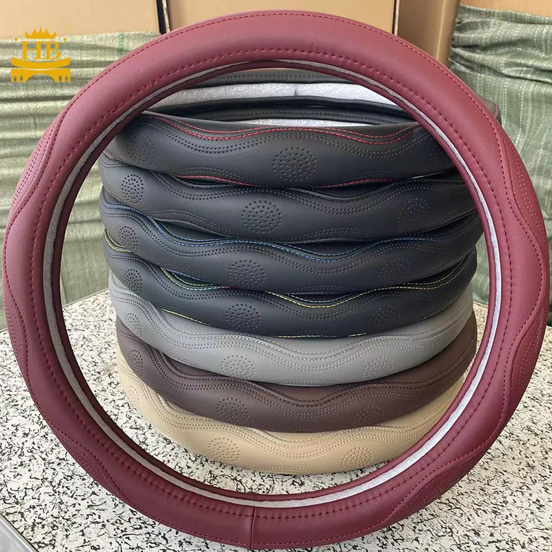 Factory cheap price car steering wheel cover fiber leather durable 15 inch steering wheel covers