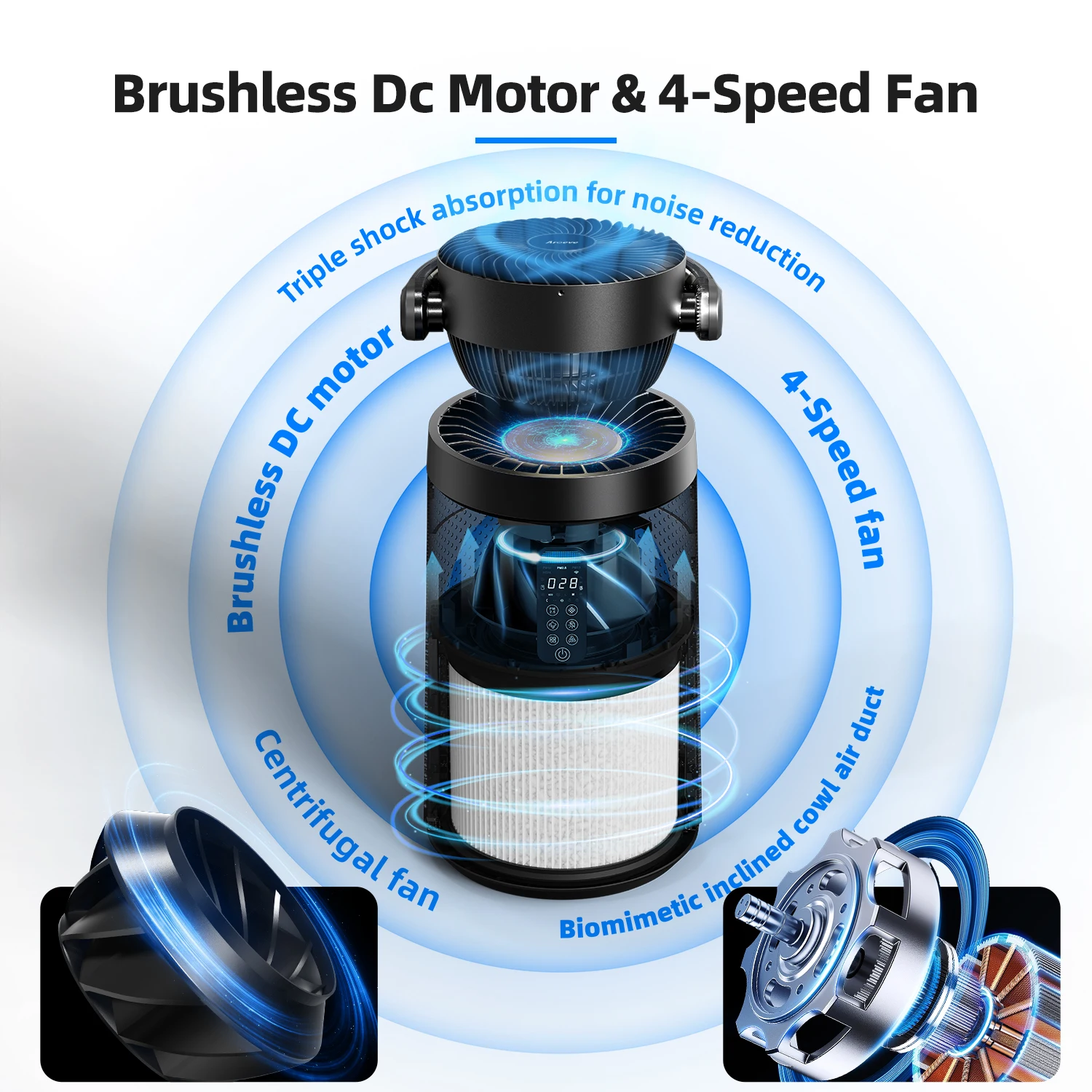 DOUHE OEM Custom Smart Light air Purifier Home Pedestal Fans & Cooling air Circulation Tower Fans with Remote Control