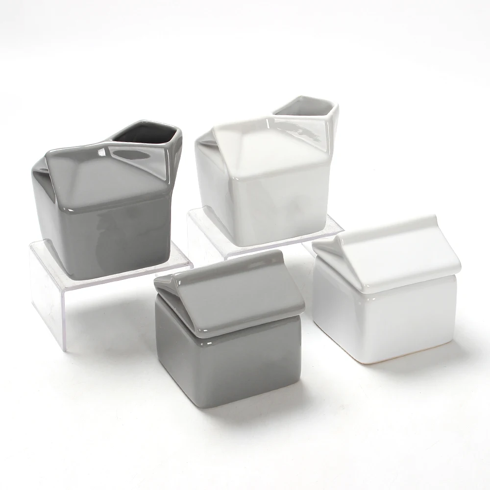 White Stoneware Mini Creamer Tea Sugar Pot Ceramic Teapot Milk Sugar Pot And Creamer Pots Set Milk Jug