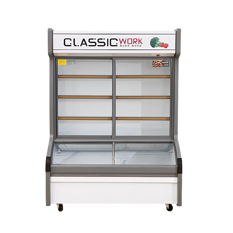 Commercial Luxury Double-Temperature Refrigerator Freezer meat vegetable display freezer order Display Refrigeration Equipment