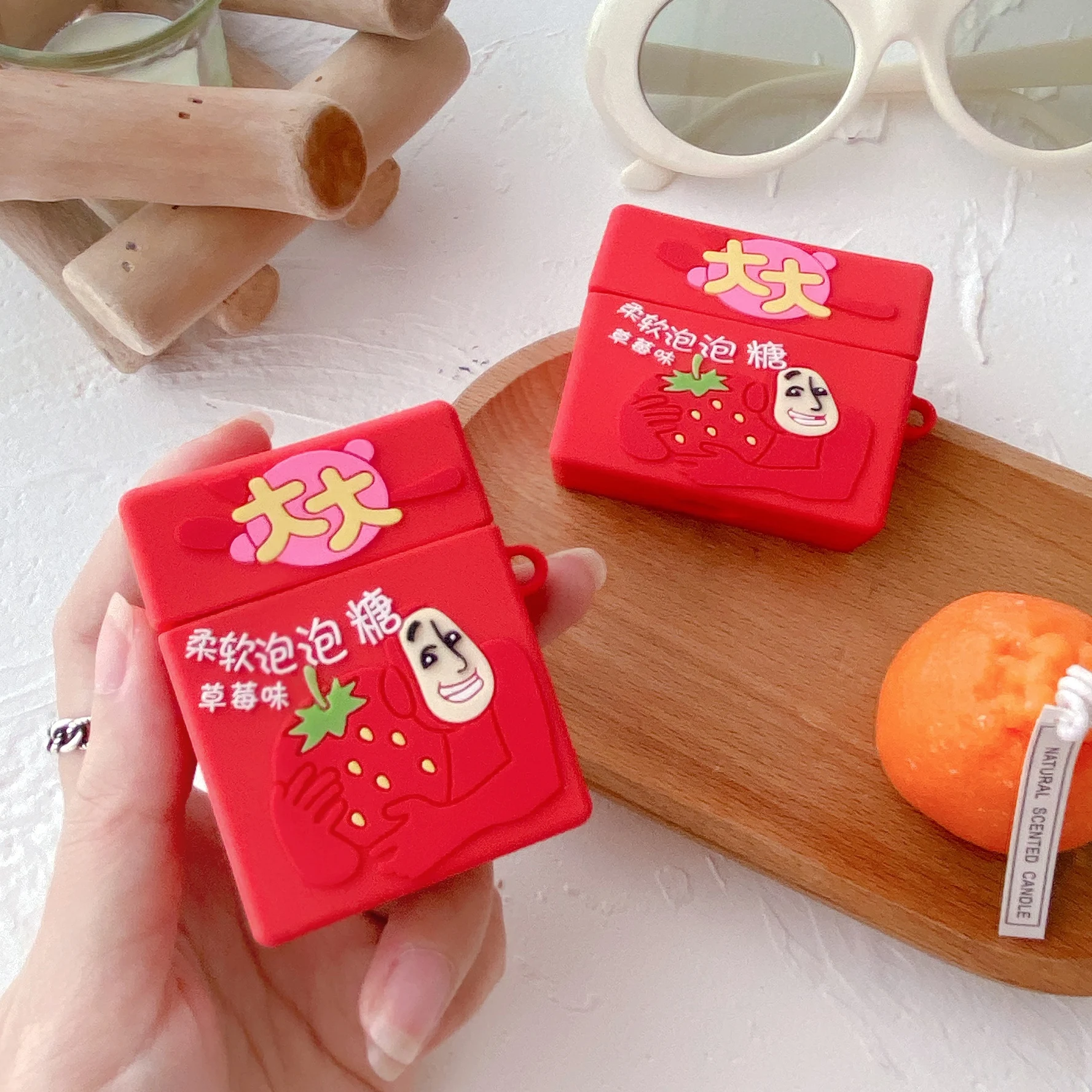 Hot Wholesale  3D cute food snack silicone Case  Keychain Designer Luxury Earphone Cover for airpods 1 2 3 pro case
