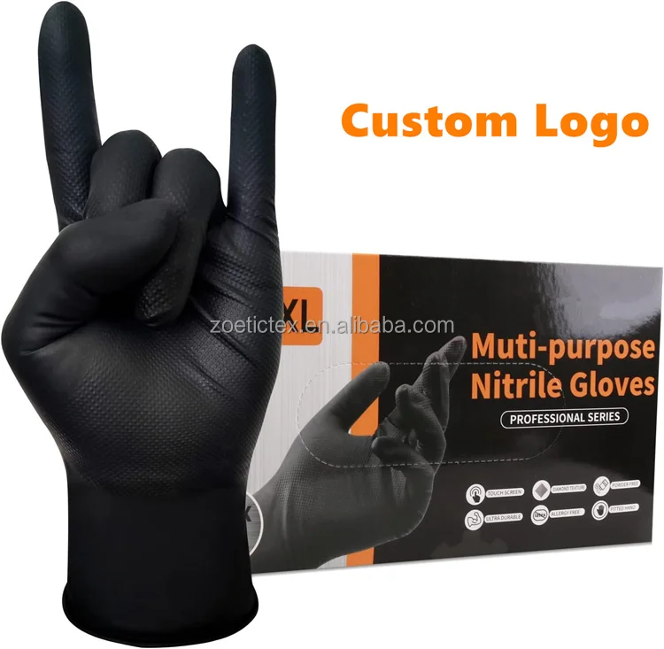 8 mil disposable automobile industrial orange  nitrile  garage duty car repair use heavy mechanical  chemical proof gloves
