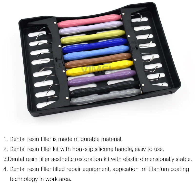 10pcs Dental Composite Filling Scalers with Restorative Dental Instruments and Silicon Handles