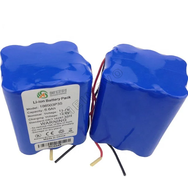 3S3P 18650 12v 6600mah rechargeable lithium battery