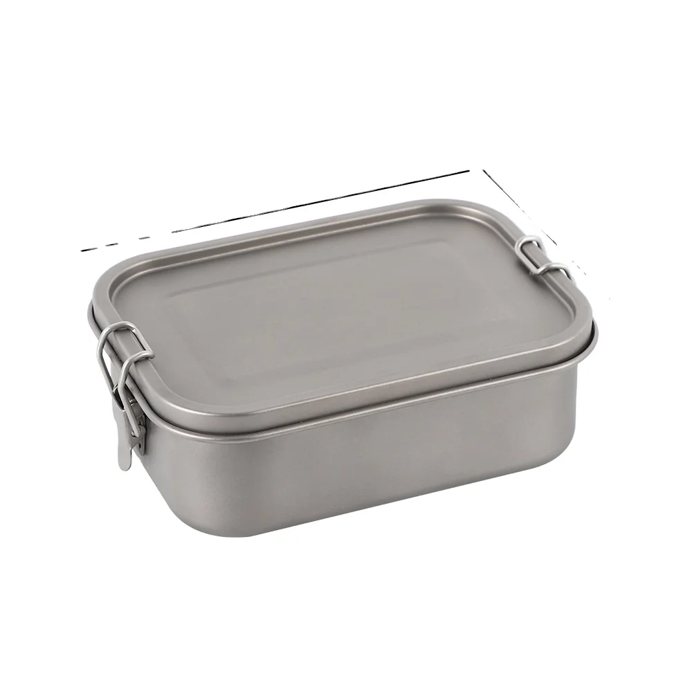 800ml Healthy Titanium Alloy Portable Bento Dinner Box Leak-Proof Lunch Box Rectangle Food Storage Containers Titanium Box