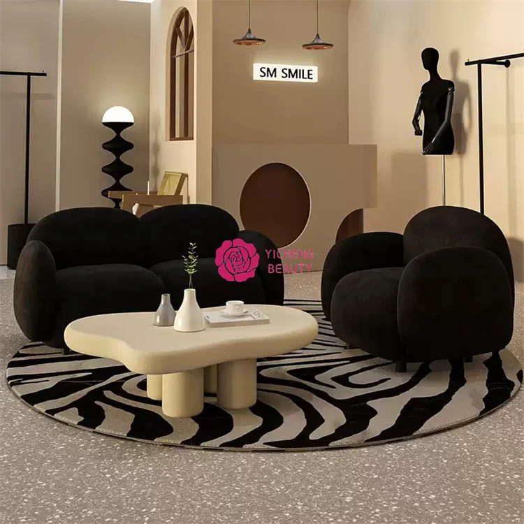 Yicheng Beauty Super Quality Small Size Sofa Black Velvet Clothing Store Waiting Area Sofa for Customer with Cheap Price