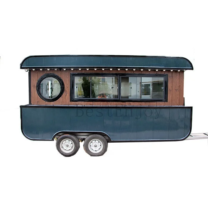 Retro China mobile food tea wine beverage dining cart for slush machine