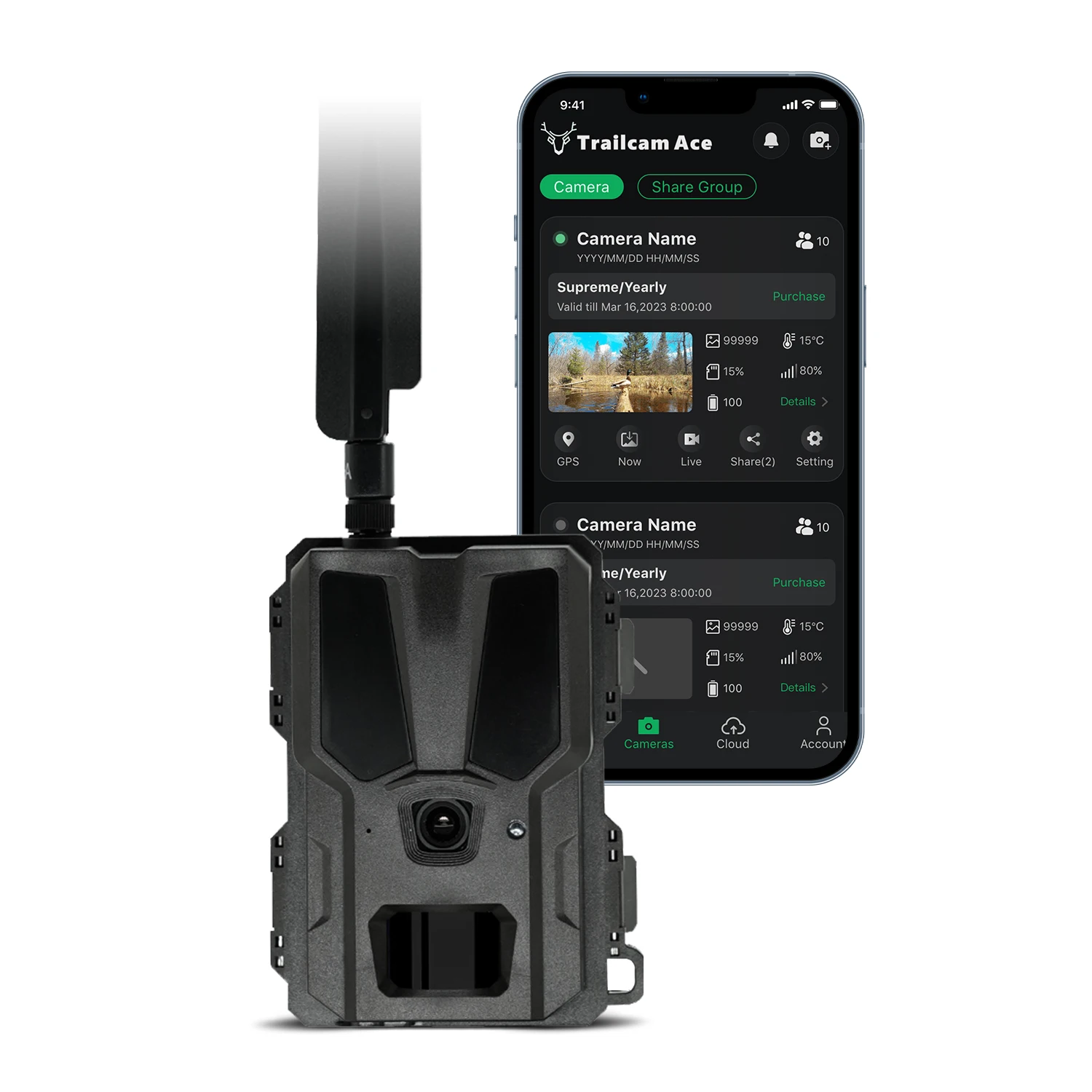 AI-powered HD video 4g live wildlife camera app cloud solar hunting trail camera