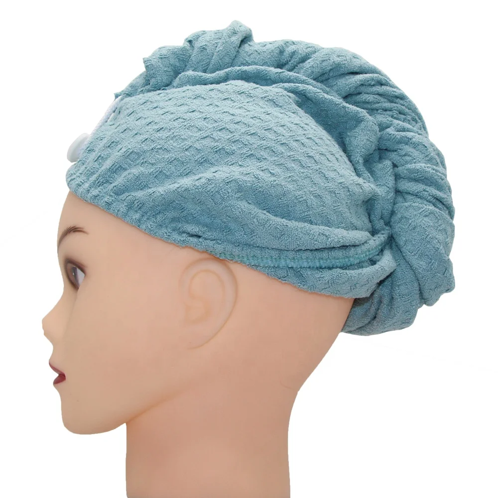 Super Absorbent Customized Logo Women Microfiber Dry Hair Turban Waffle Hair Towel