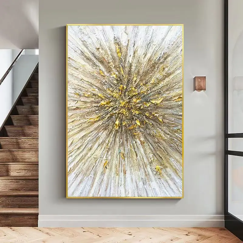 100*70cm Hand-painted oil painting golden Age abstract three-dimensional living room decorative painting porch hanging painting