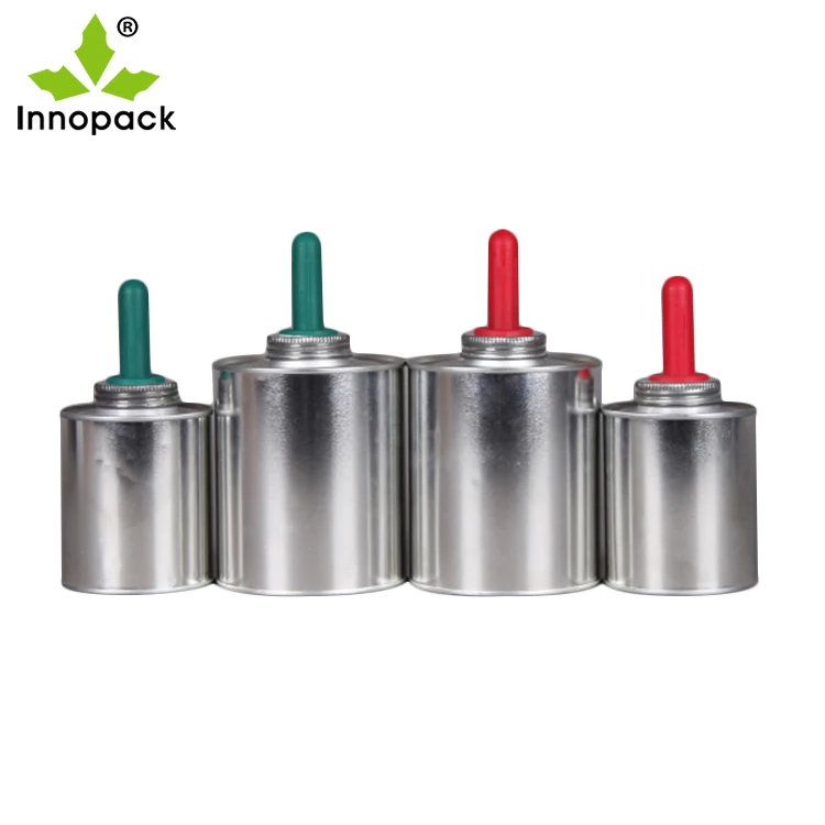 500ml metal round tin can with brush 16oz empty container packing for Hoof oil