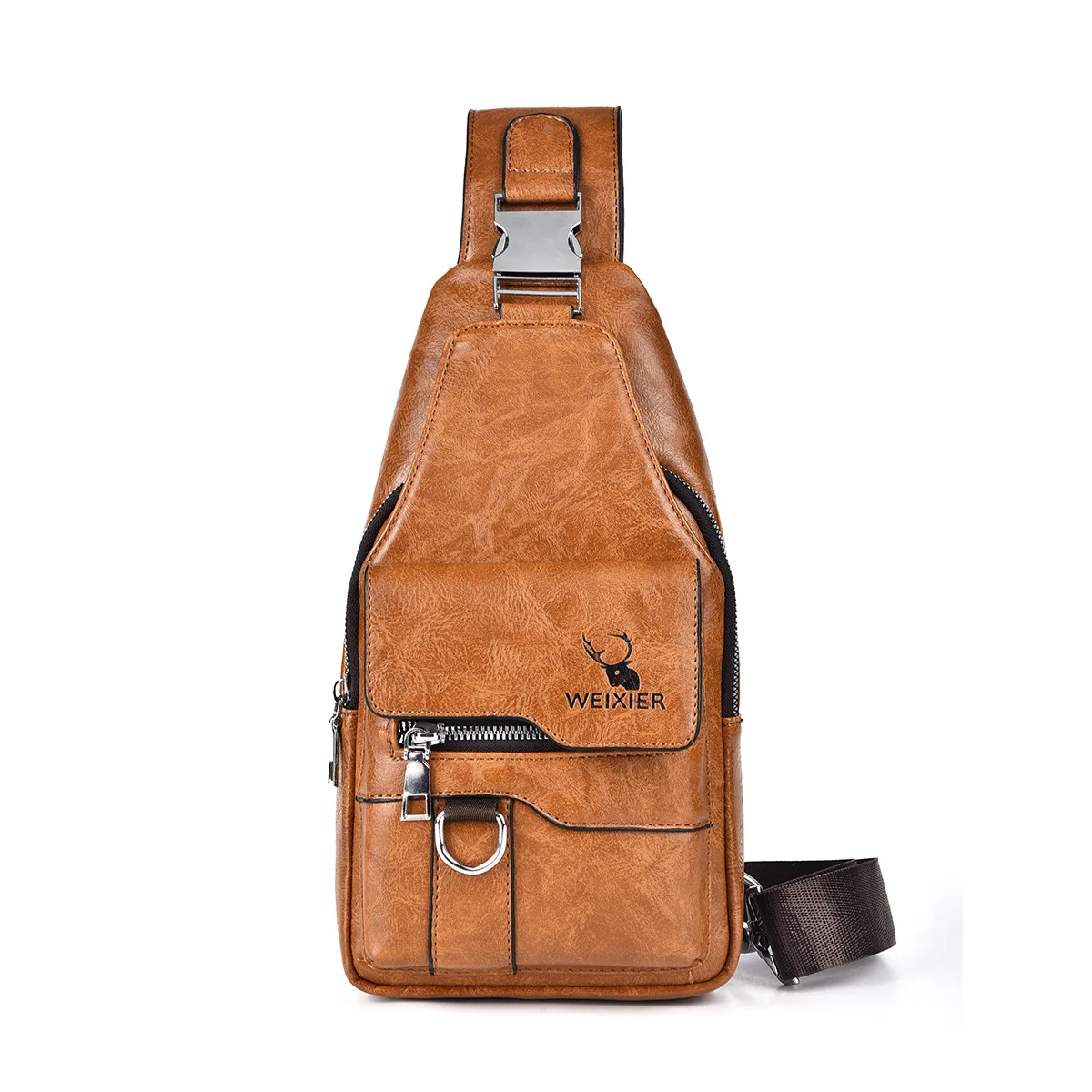 Mens Fashion PU Leather Sling Bag