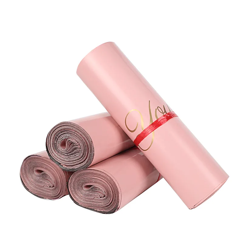 Cheap Custom Printing 100 Pcs Large Pink Flyers Plastic Courier Pe Mailing Bags Paw Print With Pocket