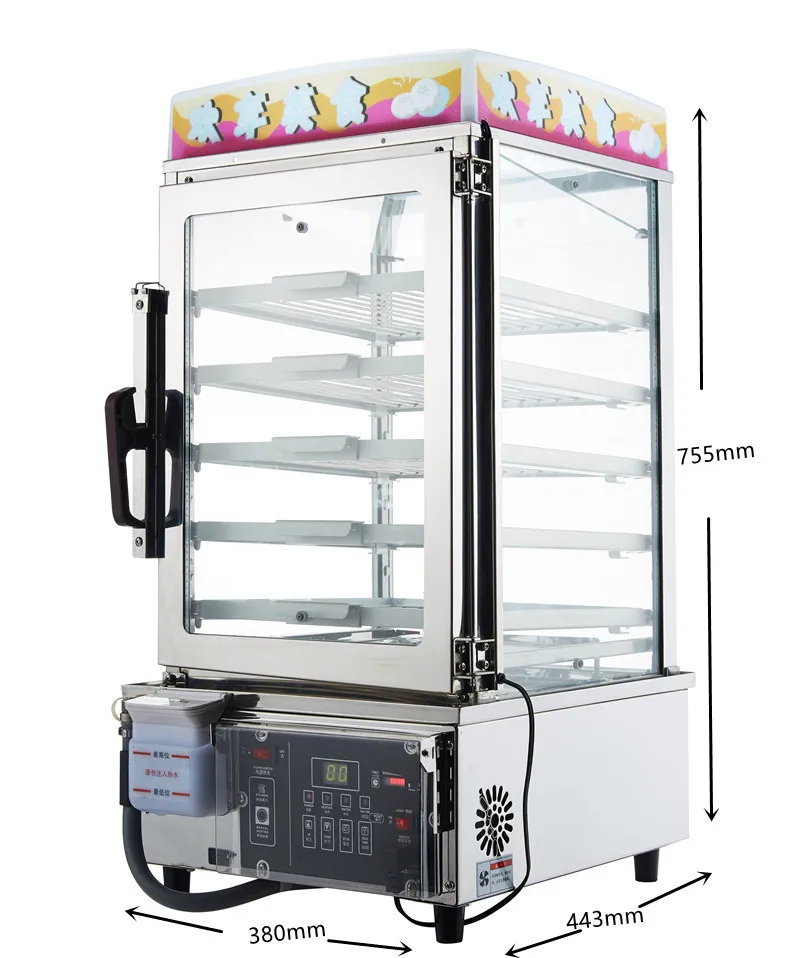 Высокое качество 5 слоев тюля Коммерческая столешница большой упаковки дисплеи еды отпариватель паровой шкаф