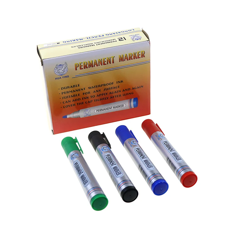 BECOL Wholesale Multi Color Waterproof Plastic Marker Pen Non Toxic Round Head Permanent Marker Pen  with Custom Logo for Office