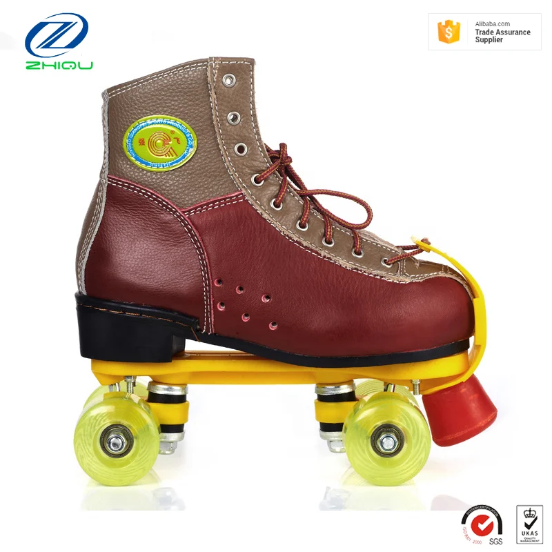 Wholesale custom durable leather high rebounce transparent PU wheel Quad Roller skates shoes for rink