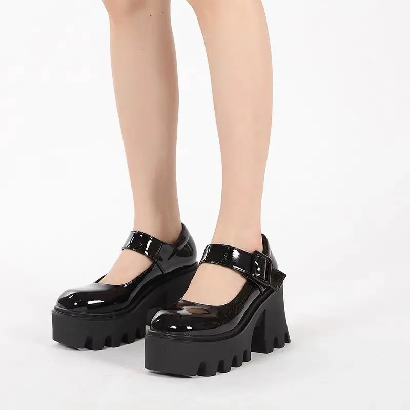 Туфли Мэри Джейн YiXin новый дизайн 2023 черные туфли на очень высоком толстом каблуке для женщин высокое качество экономичная обувь