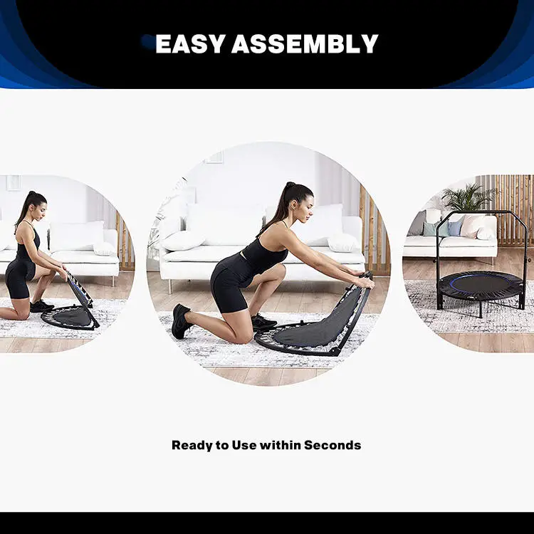 Factories Wholesale Indoor Mini Children Cardio Training Trampoline With Adjustable Heights Foam Handrail