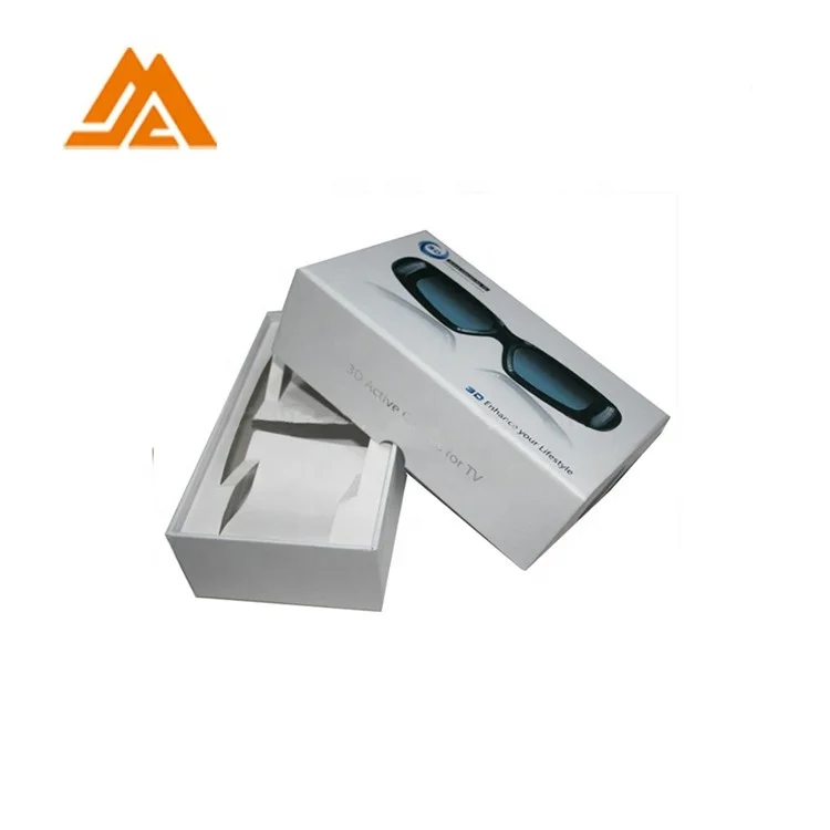 
white and black Cardboard Custom sunglasses packaging case boxes with golde stamp 